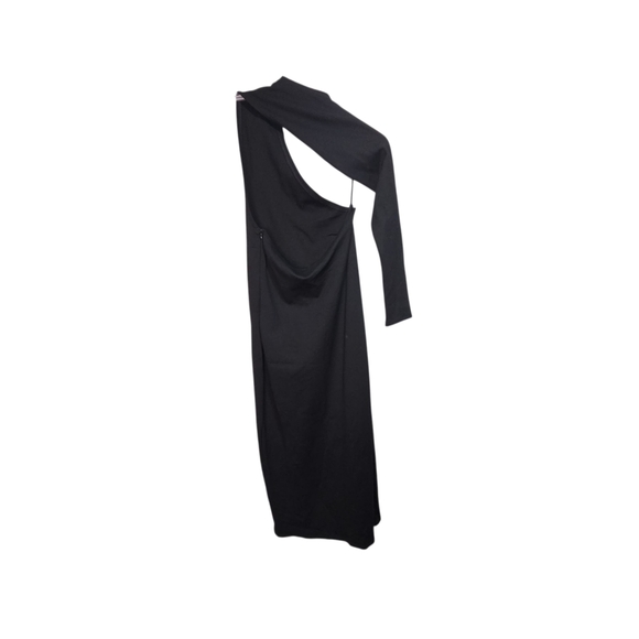 Marcella Women's Black Manhattan One Shoulder Sleeve Midi Dress Side Zip Size M. - Picture 6 of 11
